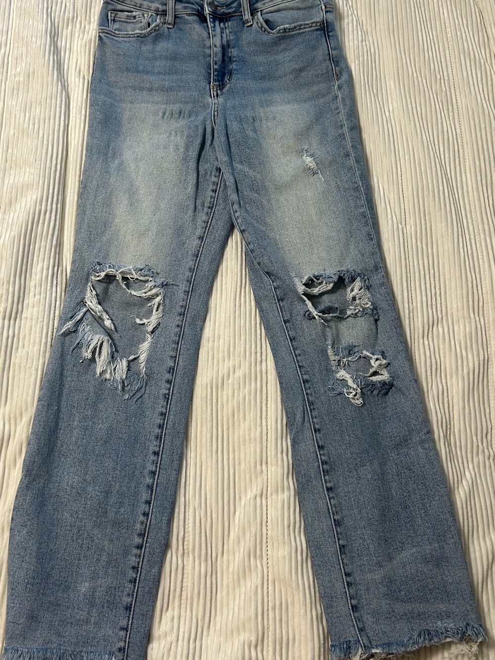 Altar'd State Light Blue Distressed Straight-Leg Jeans